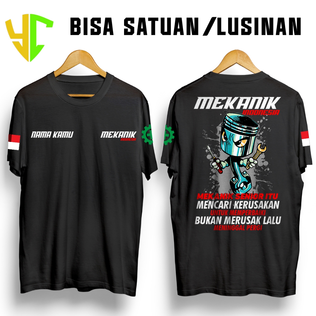 KAOS MEKANIK INDONESIA BISA PAKE NAMA KAMU DESAIN SENDIRI KAOS BENGKEL KUALITAS DISTRO - KAOS REQUES