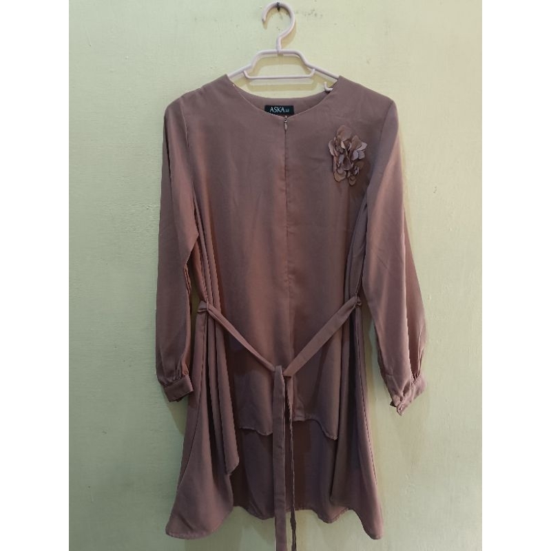 Preloved | ASKA LABEL Tunik Wollycrepe - Mocca