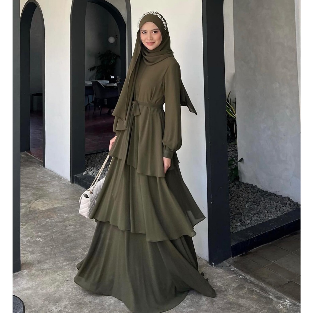 Nadeera Dress FREE Pasmina Gamis Ceruty Babydoll Susun 3 | Jelita Dress