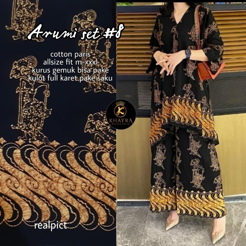 Setelan Kebaya Paris Wayang series Setelan Kulot Batik Paris Modern Set Kebaya Kondangan Premium