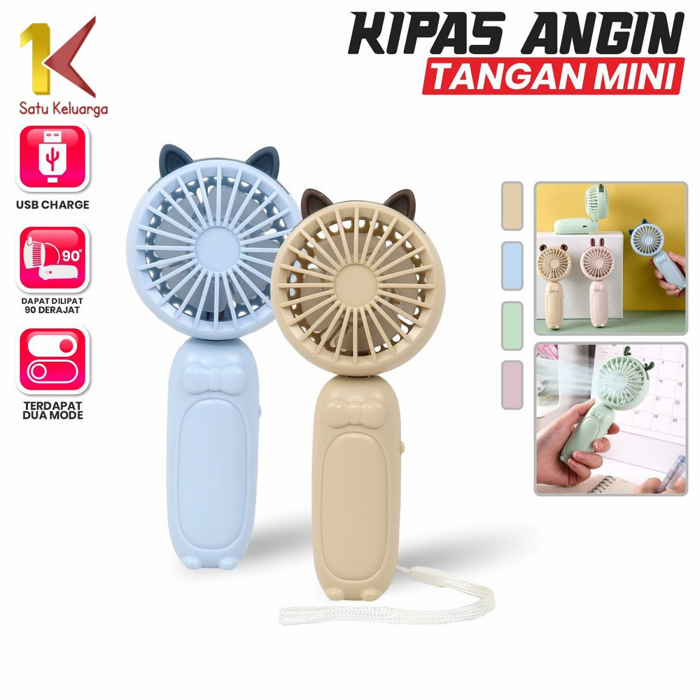 Satu Keluarga Kipas Angin Tangan Mini Portable Karakter Kucing C994 Mini Fan Portable / Kipas Angin 