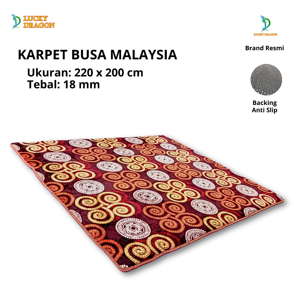 Lucky Dragon Karpet Busa Malaysia Anti Slip / Ambal Malaysia Ukuran 220 x 200 cm Tebal 18 mm Ambal M