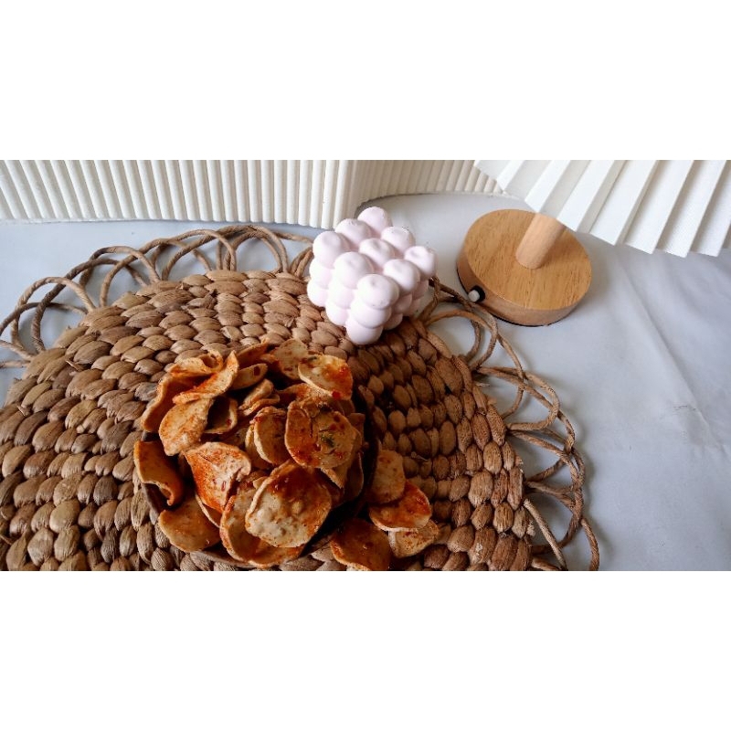 

Sarasa Basreng pedas Keripik daun jeruk 1kg[gurih pedas nikmat