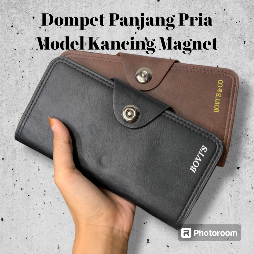 Dompet Pria Panjang Model Kancing Magnet Terbaru Keren Anak Muda