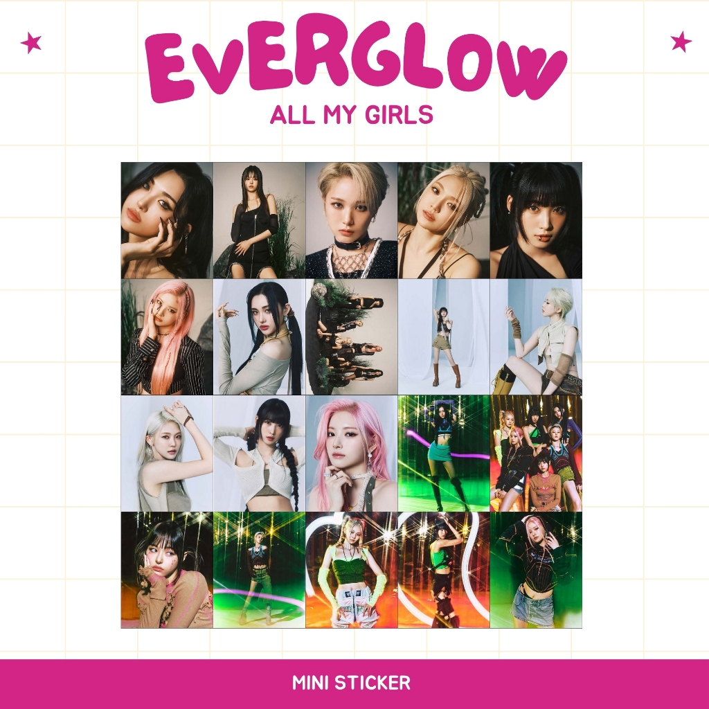 

MINI STIKER EVERGLOW ALL MY GIRLS (ISI : 20 PCS) STICKER CHROMO KPOP IDOL KOREA PREMIUM MURAH UNOFFICIAL EU SIHYEON MIA ONDA AISHA YIREN READY STOCK !