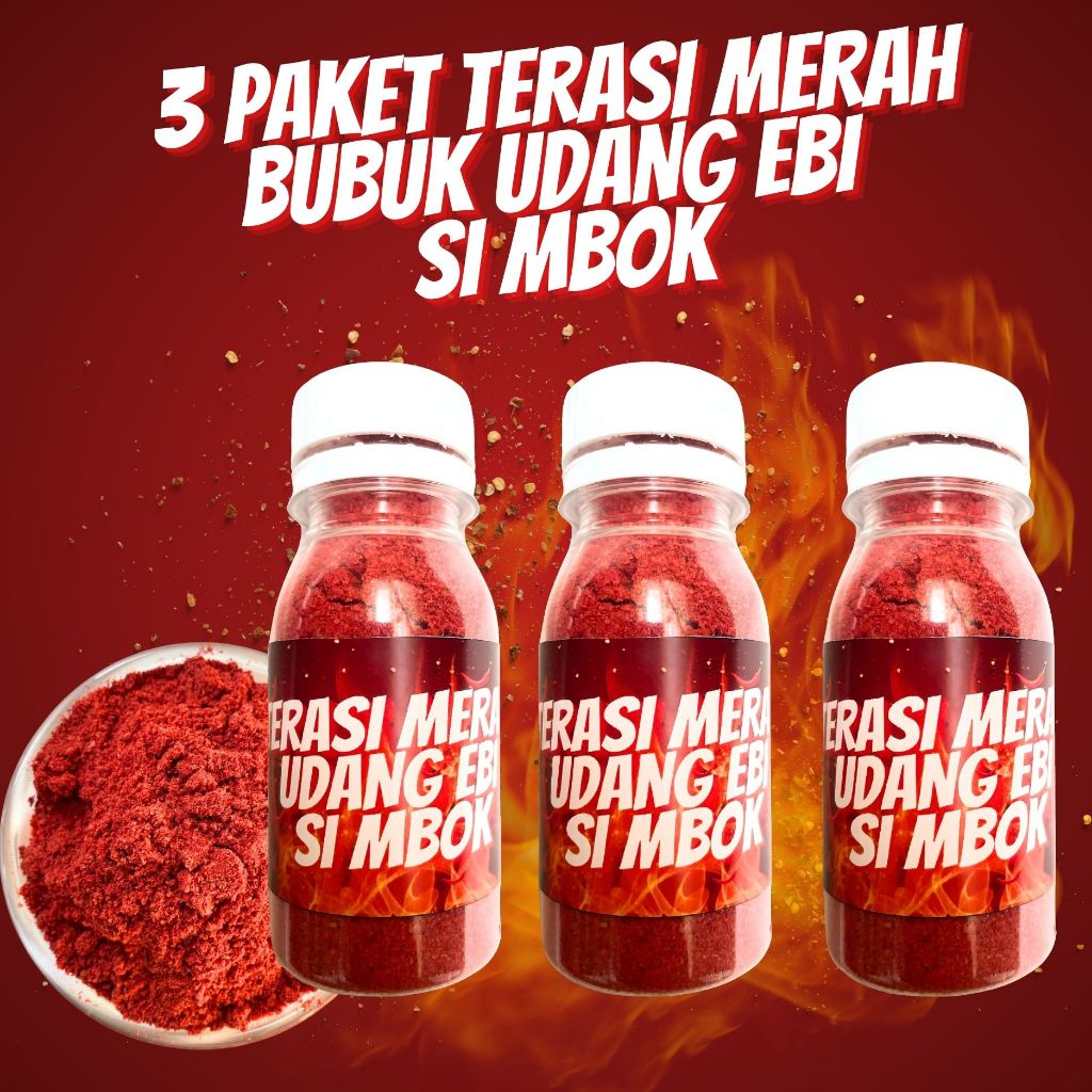 

Terasi Merah Ebi Tabur Bubuk Si Mbok Paket 3 Botol Ukuran 50 GR