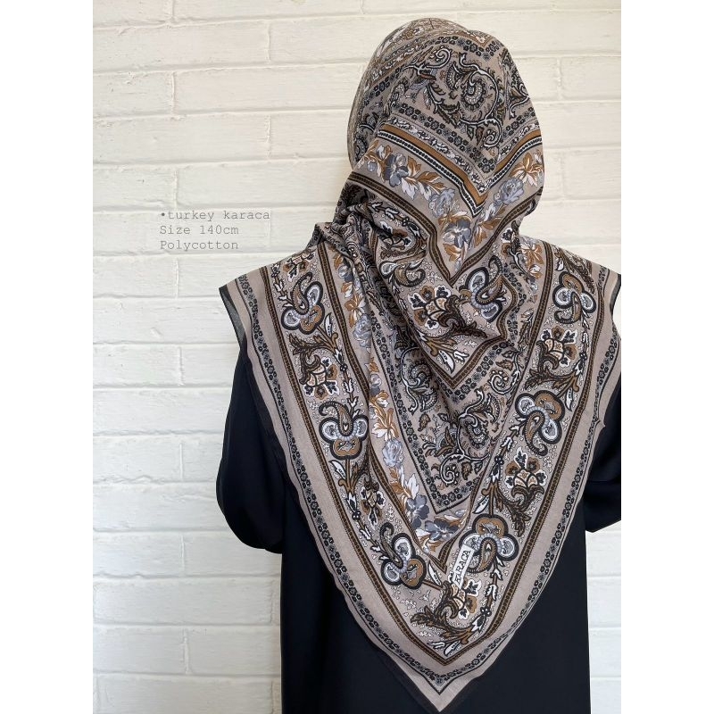 PART 2  HIJAB SEGI EMPAT TURKY KARACA TERBARU/JILBAB MOTIF TURKI 140X140CM SYARI VOAL HIJAB STYLE