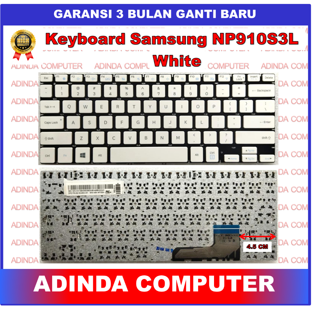 Keyboard Samsung NP910S3L 915S3L 910S3K 915S3k BA59-03983L 910S3L White
