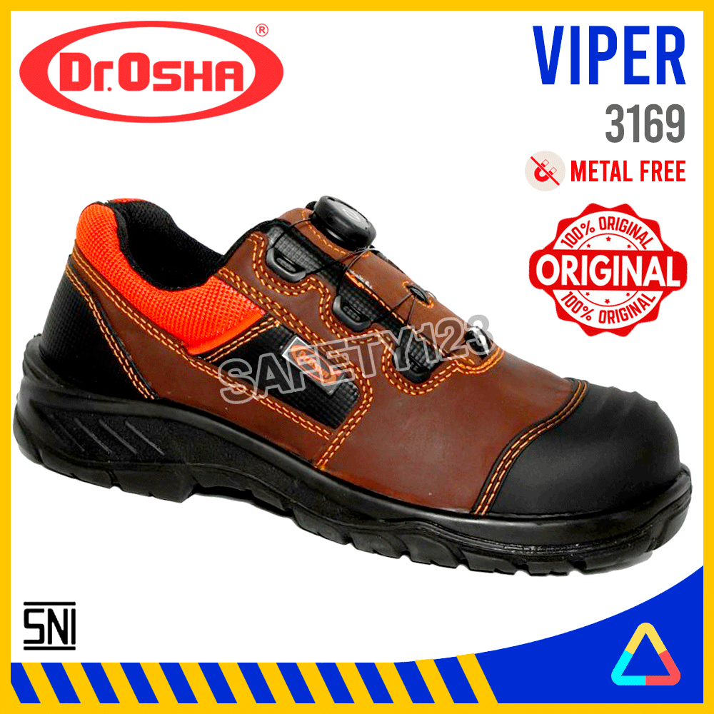 Dr OSHA 3169 Viper Brown Sepatu Safety Shoes Low Coklat Composite Metal Free