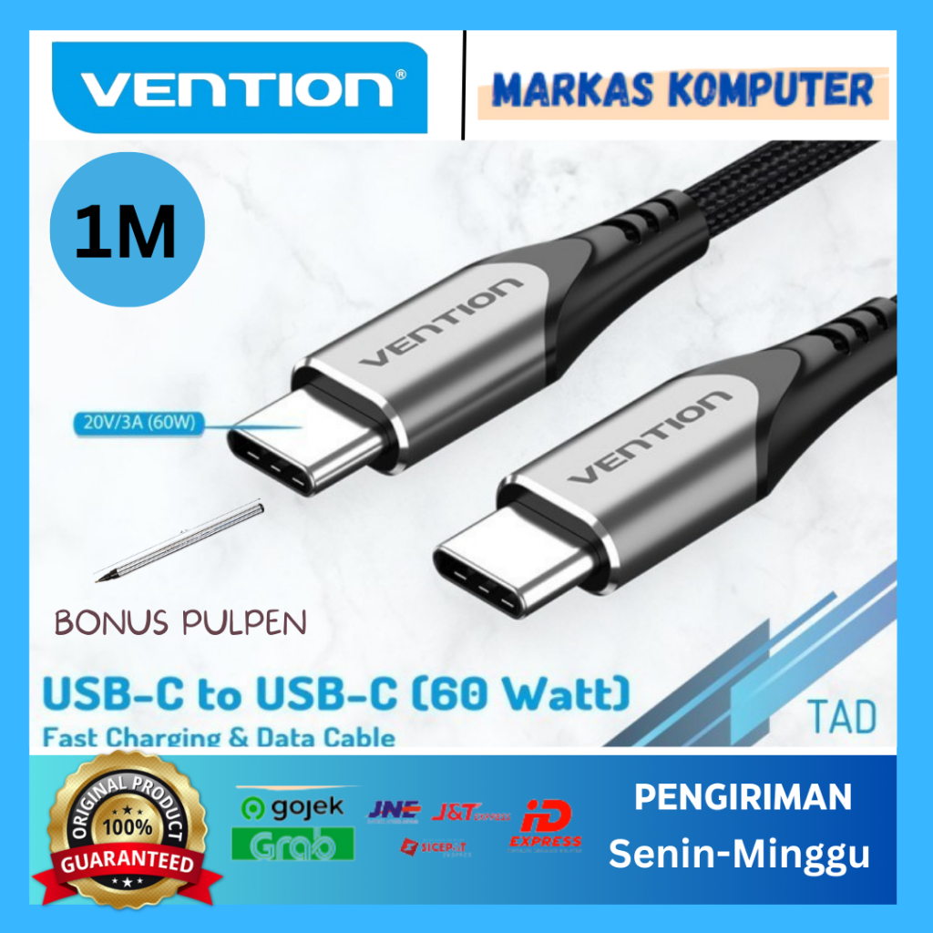 Vention Kabel Data USB Type C Thunderbolt 3 PD TAD, 1 Meter