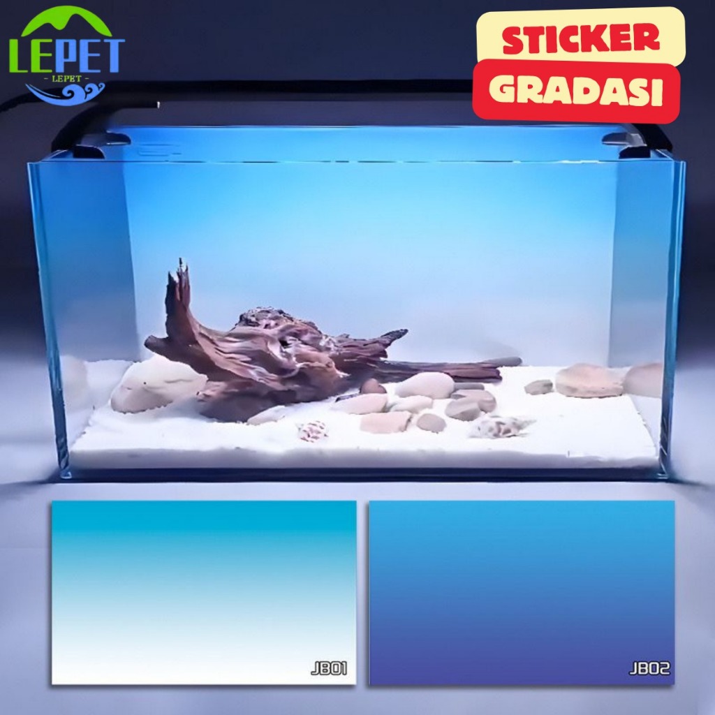 LEPET Background Aquarium GRADASI, 50/60 Stiker Aquarium , Wallpaper Aquarium, Aquascape, Stiker belakang aquarium