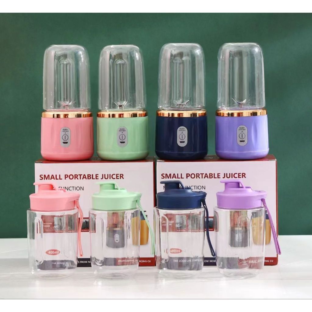 BLENDER PORTABLE MINI 400ML+400ML JUICER PORTABLE 6 PISAU USB RECHARGEABLE ICE CRUSHER