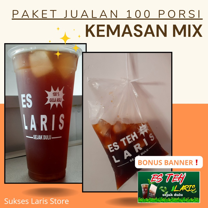 PAKET JUALAN ES TEH 100 PORSI KEMASAN MIX ( CUP DAN PLASTIK) | PAKET USAHA MURAH | PAKET USAHA MINUM