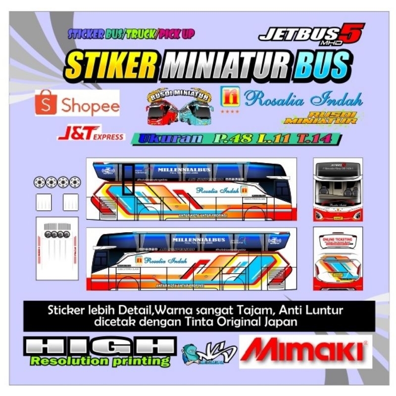 

stiker miniatur bus Rosalia Indah JB5