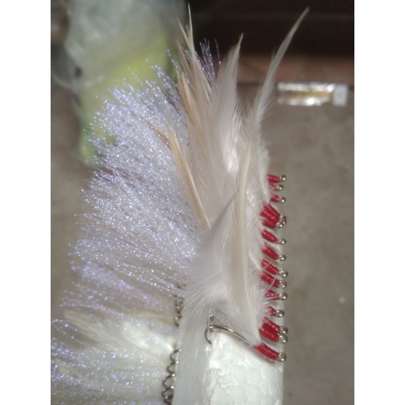 Umpan Pancing Sabiki Kotrekan Bulu Ayam Bulu Mutiara Kilat.