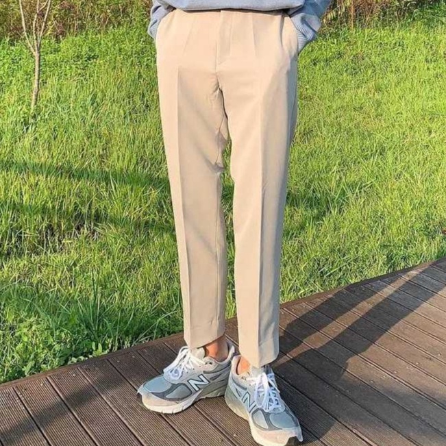 Baru Celana Formal Pria Slim Fit Celana Kantor Pria Bahan Cream