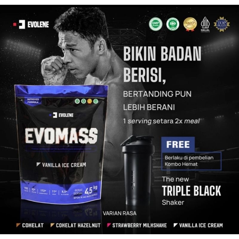 (PROMO) EVOLENE EVO MASS EVOMASS GAINER 10 LBS SUSU PENAMBAH BERAT BADAN BPOM HALAL