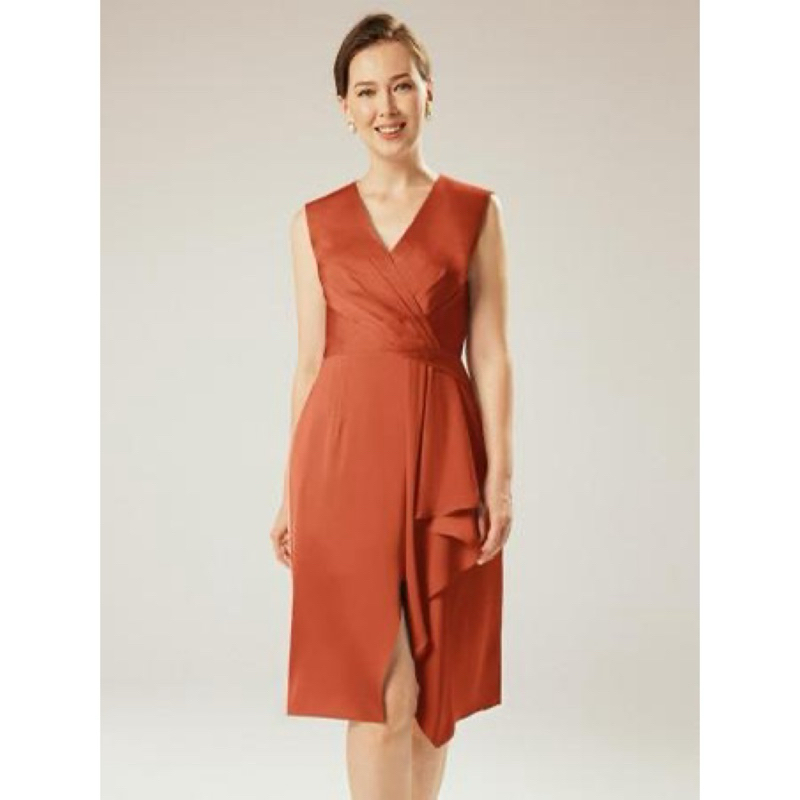 Brick Vneck Dress / Kimono Midi Dress / Slit Midi Dress Bata / Red Midi Dress / Gaun Midi Merah Maro