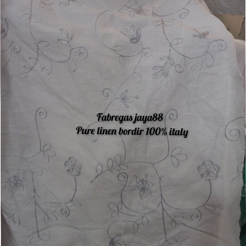 kain pure linen bordir italy