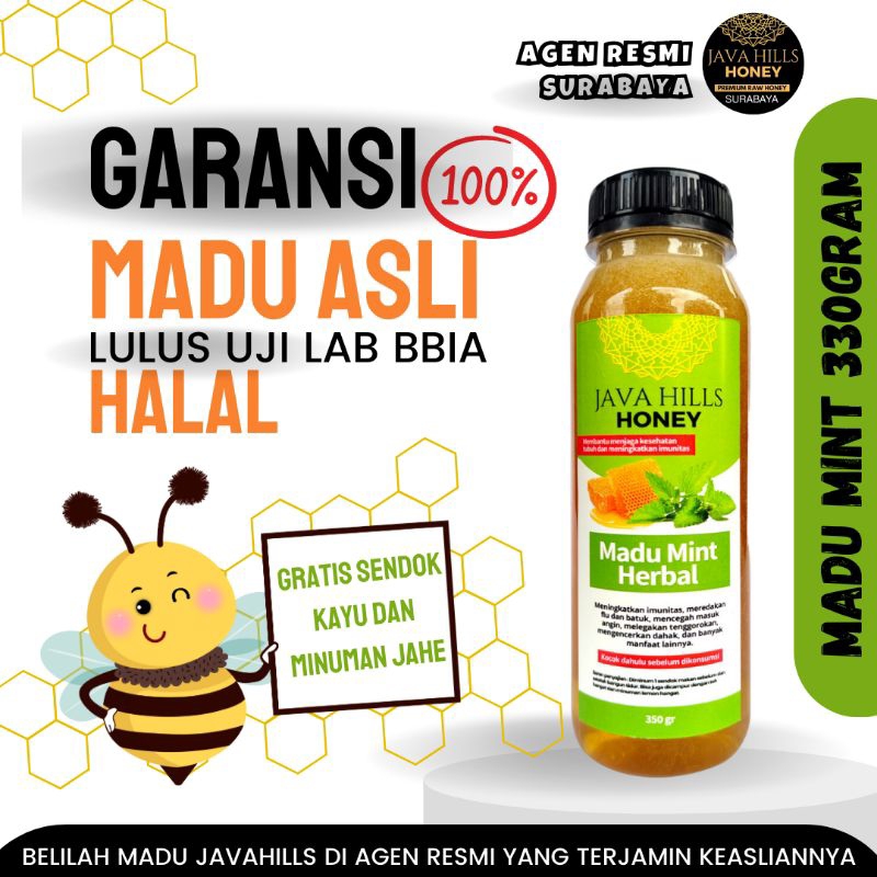 

(BISA COD - GARANSI) Java hills honey Madu mint herbal asli 100% madu penurun panas batuk pilek demam masuk angin obat herbal alami 320 gr javahills honey