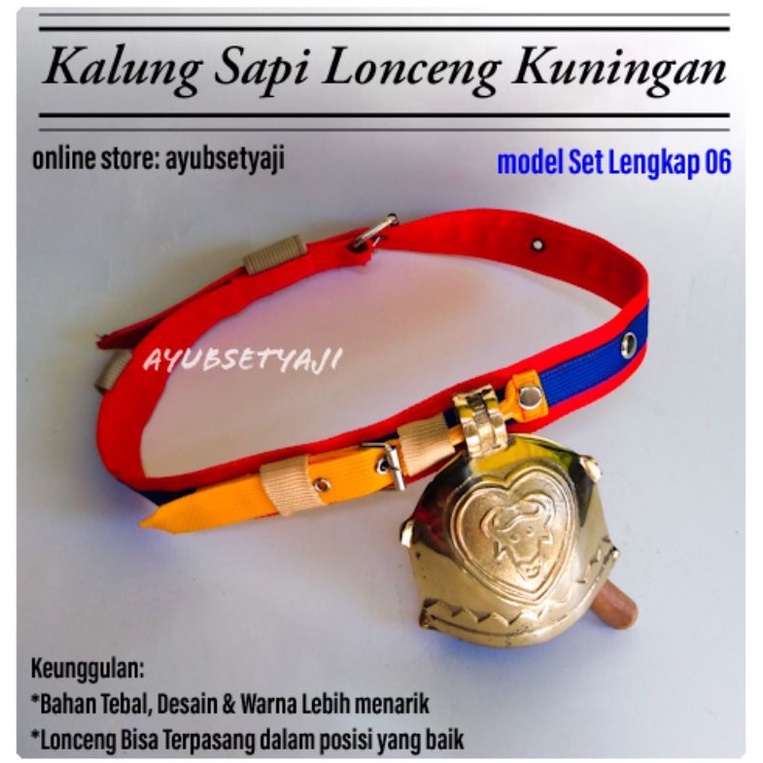 Kalung Lonceng Sapi Kalung Kambing model Set lengkap 6 Bel bandul Lonceng Kuningan Tali kontes lomba