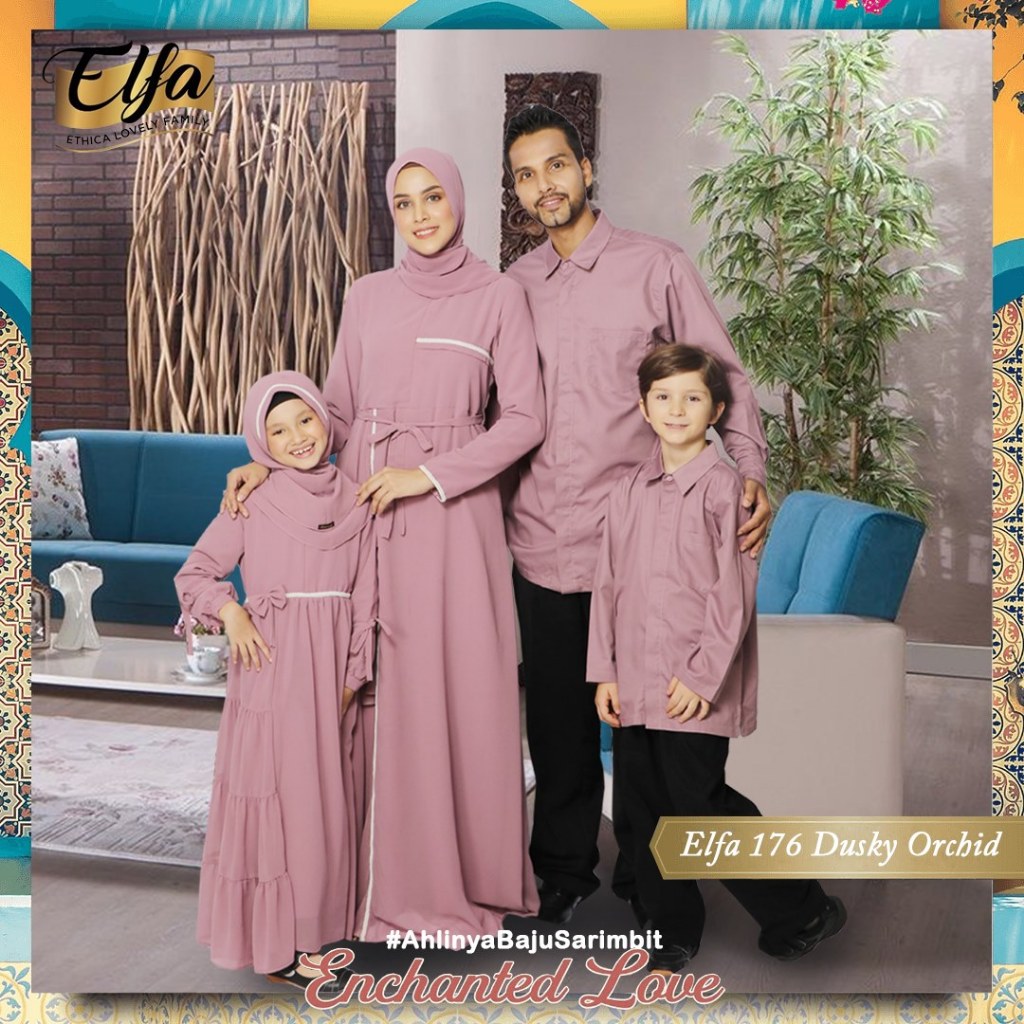 New Arrival Gamis Sarimbit Keluarga Ethica Elfa 176 Dusky Orchid