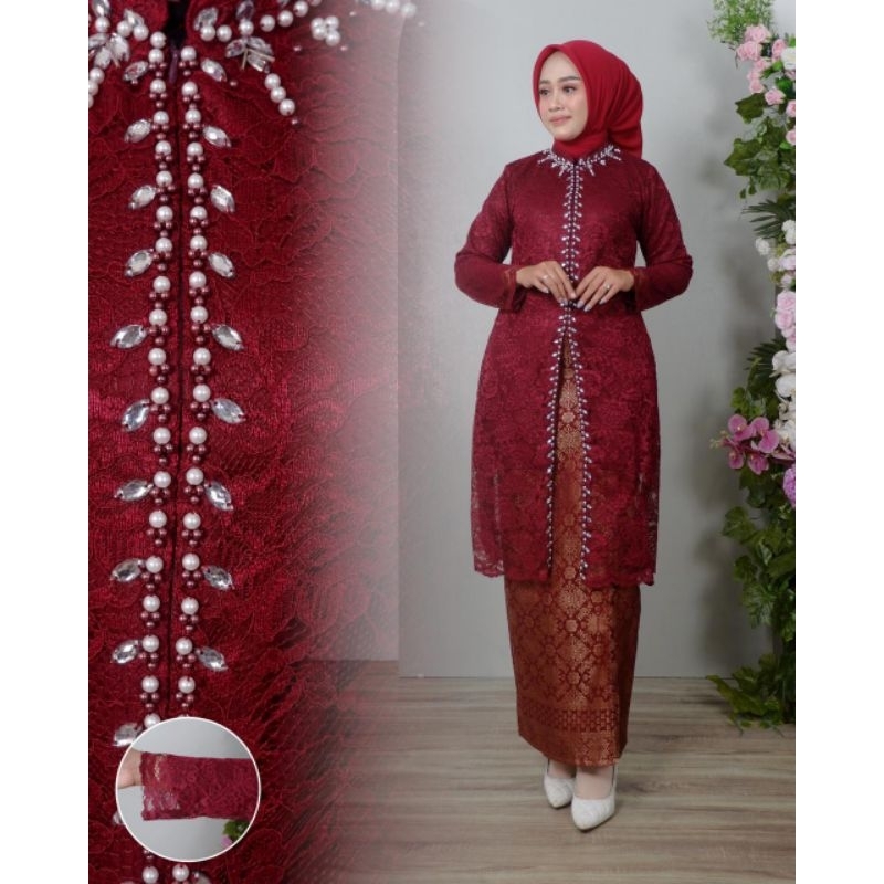 Stelan Tunik Brokat payet No gliter - Tunik Brokat Payet - Kebaya Pesta