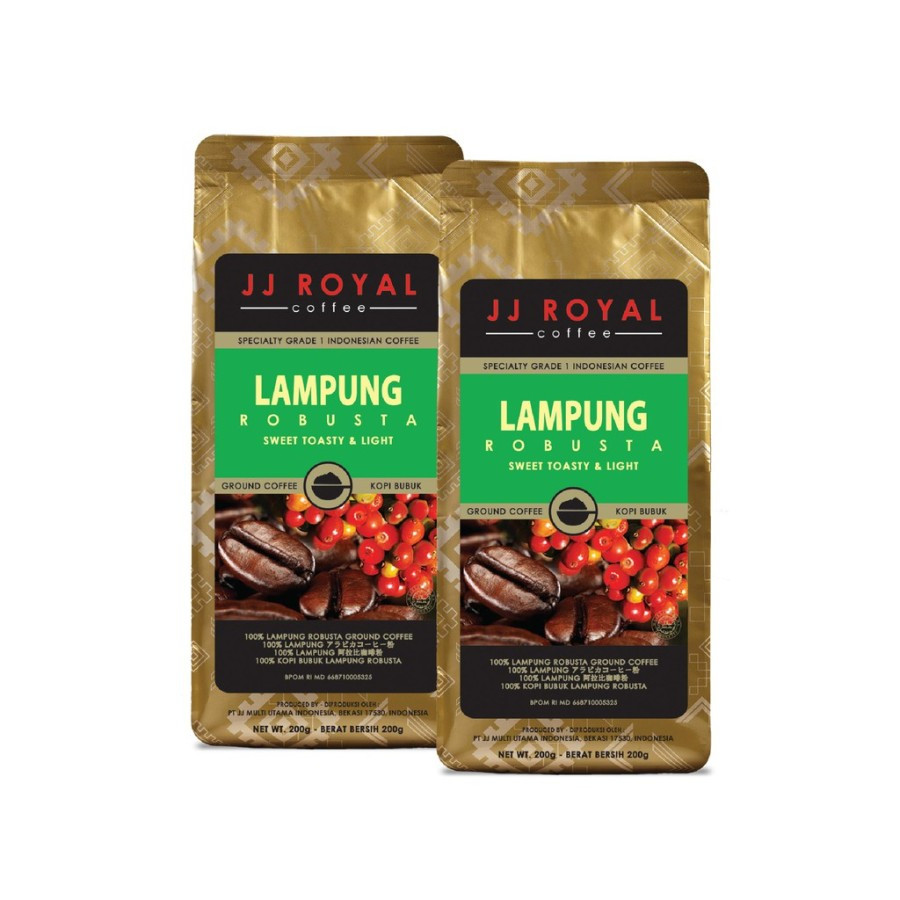 

JJ Royal Coffee Lampung Robusta Ground & Beans (Bubuk & Biji) Bag 200gr