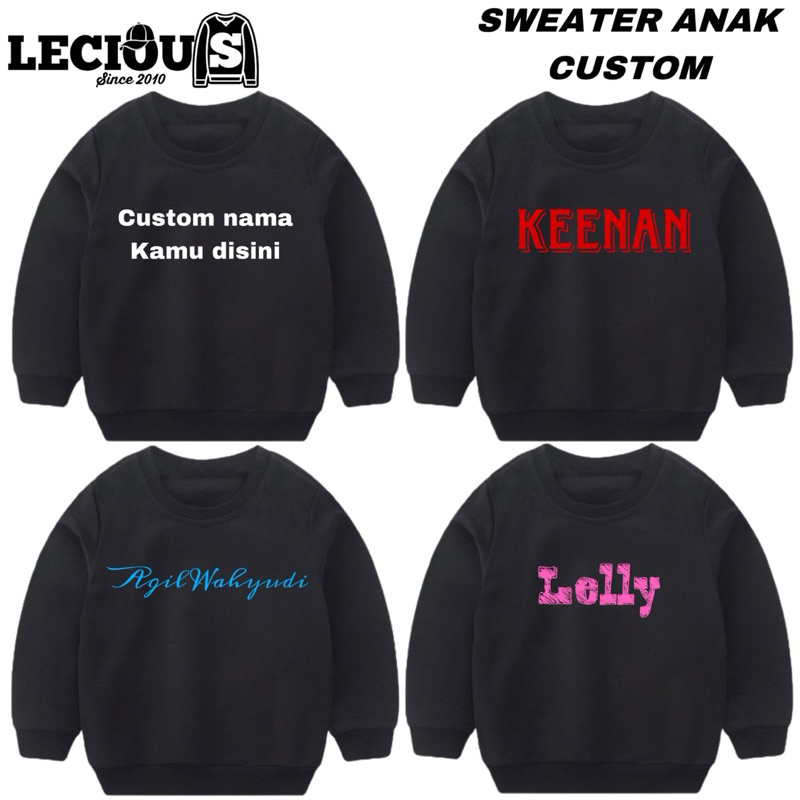 SWEATER ANAK CUSTOM SABLON TULISAN FOTO