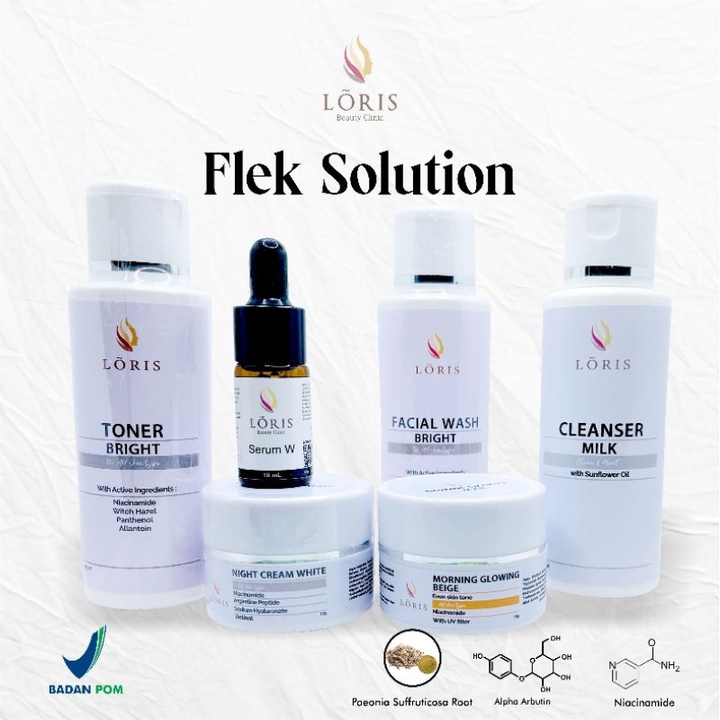 Paket Flek Solution (Foam &toner, Milk Cleanser & Morning Beige & Night white & Serum flek) Skincare
