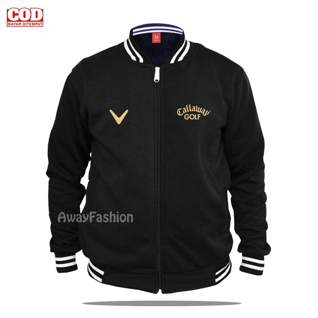 BISA COD Jaket Bomber Varsity Baseball Resleting Callaway | Keren | Text Gold Jaket Varsity Pria | B