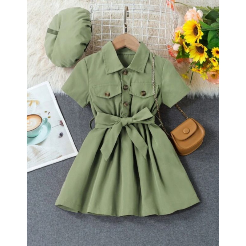 Dres anak usia 3-15 tahun/midi dres tangan pendekGaun tangan pendek/tunik anak perempuan/tunik remaj