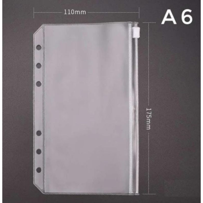 

ziplock A6 6 ring Pocket Binder Kantong Uang PVC (RANDOMSTORE)