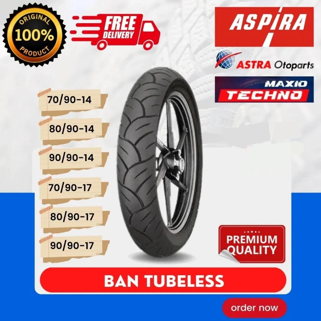 BAN ASPIRA MAXIO TECHNO TUBELESS (70/90 - 80/90 - 90/90) / BAN LUAR TUBLES ASPIRA MAXIO TECHNO RING 