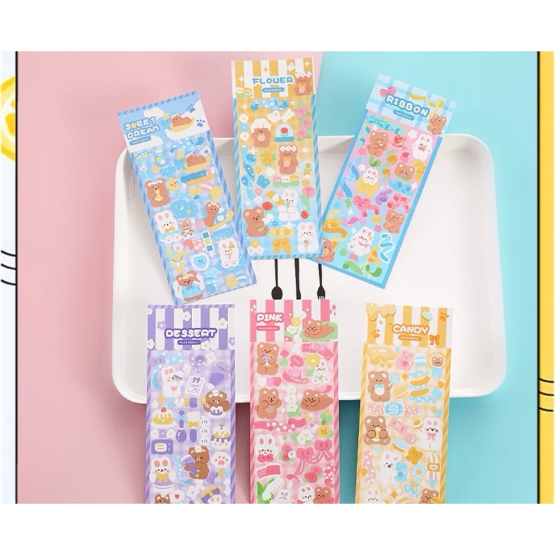 

HC STICKER WATERPROOF KARTUN BEAR RABBIT HOLOGRAM STIKER MOTIF KARTUN BERUANG DAN KELINCI KOREA LUCU ANTI AIR DEKORASI HANDBOOK SCRAPBOOK DIY STICKER BOTOL MINUM TUMBLR VIRAL LUCU MURAH CANTIK