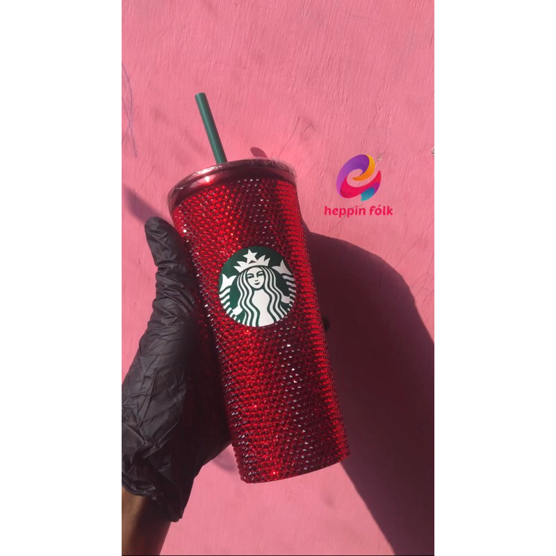 Tumbler Starbucks Rhinestone Red Swarovski Bling