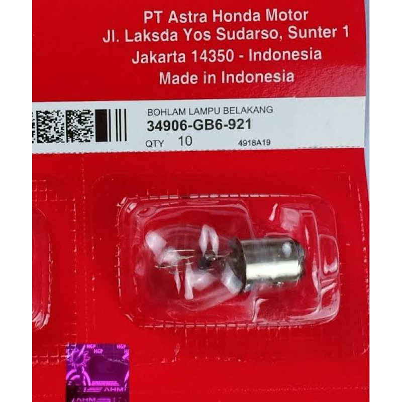 Bohlam Stop Lampu Belakang Honda GB6