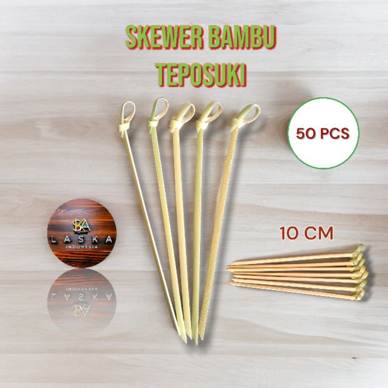 Skewer bambu cocktail 10cm - isi 50 pcs / skewer bambu teposuki / Tusuk garnish / tusukan / skewers