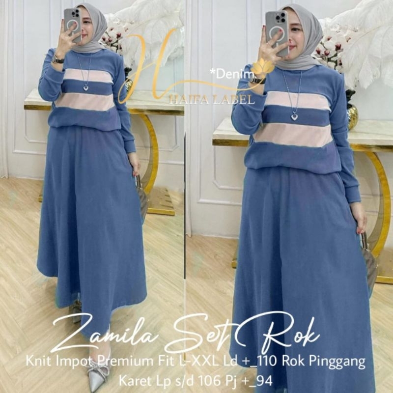 Zamila Set Rok Mat Knit Import Premium Kekinian Haifa Label