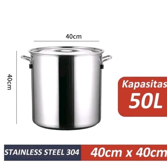 Panci Dandang STAINLESS STEEL 40 Cm, 50 Liter / Dandang BAKSO TEBAL Ukuran BESAR.