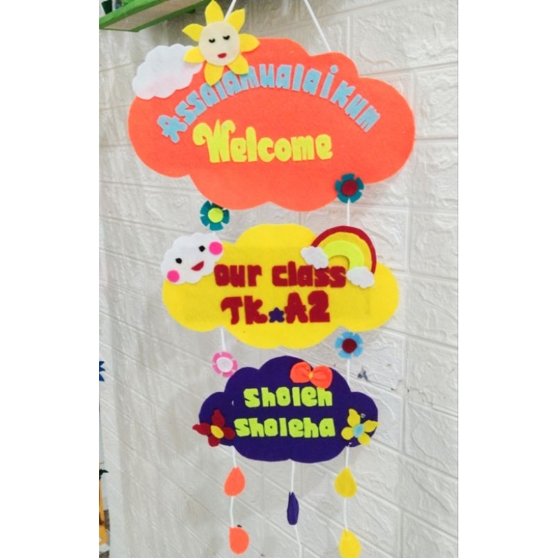 Welcome Hiasan dinding kelas dari kain flanel tugas sekolah