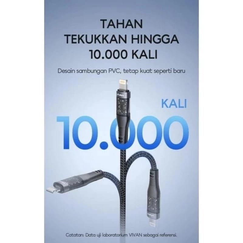 EXPLORE CL 27W KABEL VIVAN / CABLE DATA VIVAN USB C TO LIGHT-NING PD QUICK CHARGE 27W 100CM/BERKAH S