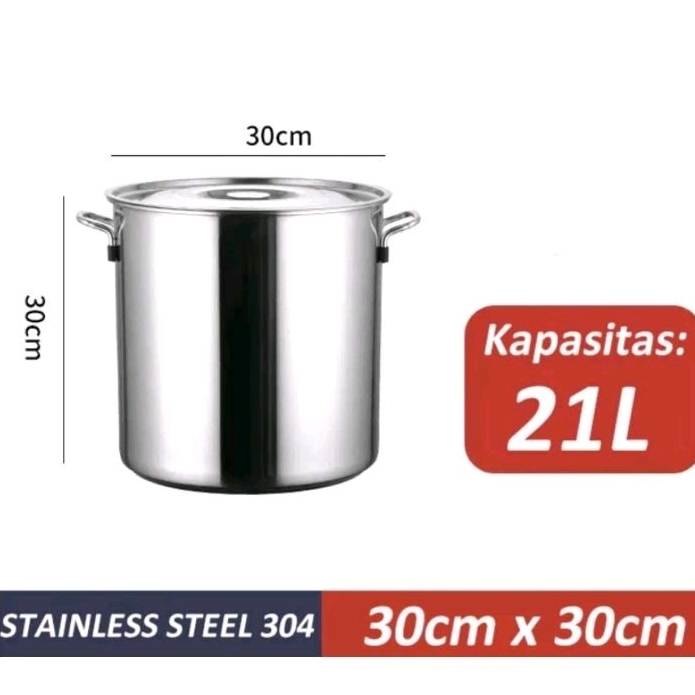Panci Dandang STAINLESS STEEL 30 Cm, 21 Liter / Dandang BAKSO TEBAL Ukuran SEDANG.