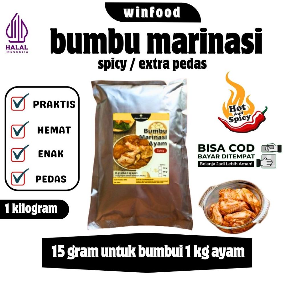 

Bumbu Marinasi Fried Chicken Spicy Ekstra Pedas 1 kg