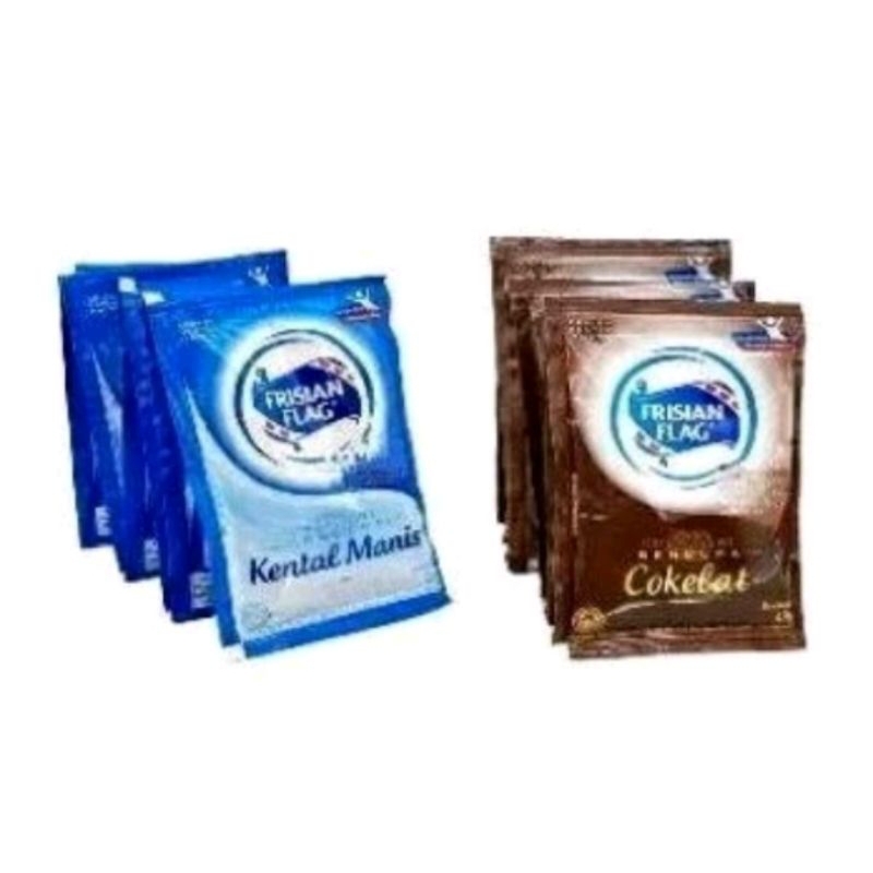 

FRISIAN FLAG SUSU KENTAL MANIS SACHET | SUSU BENDERA SASET PUTIH & COKLAT (6 PCS)