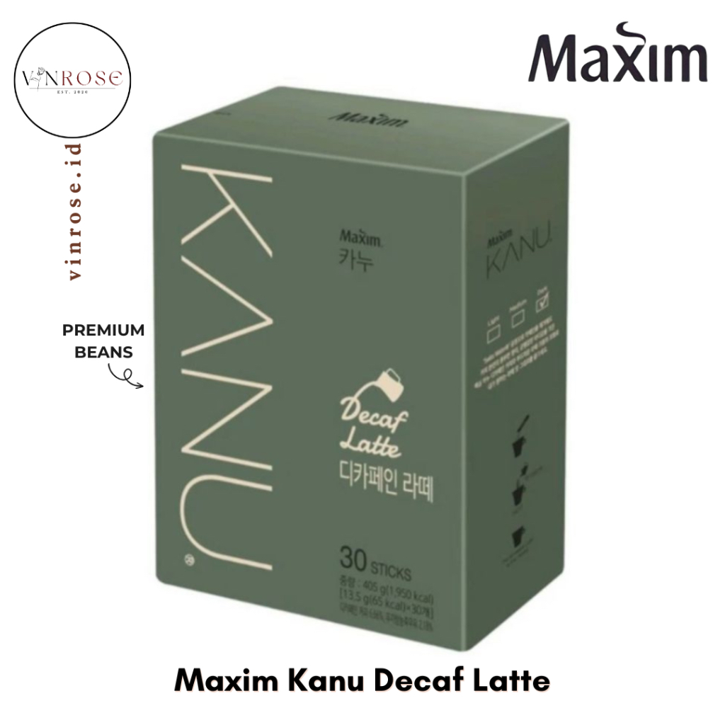 [30 Sachet] Maxim Kanu Decaf Latte Coffee Korea Kopi Sachet Korea Premium