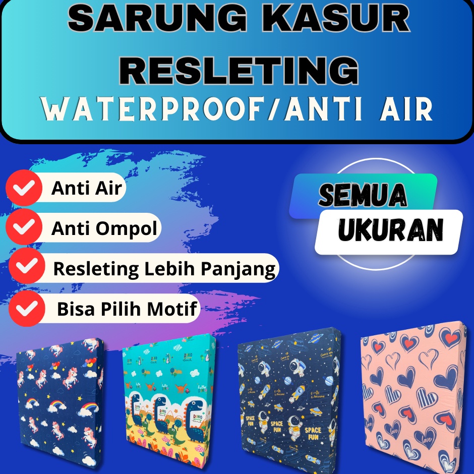 Sarung Kasur Resleting Waterproof Anti Air  Sarung Kasur Busa Inoac Waterproof  Sprei Waterproof Res