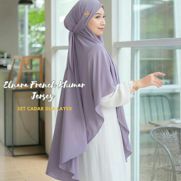Kirim Langsung  ELNARA FRENCH KHIMAR SET CADAR DUA LAYER BY MANTIKA HIJAB