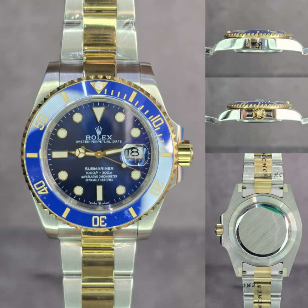 Jam Tangan Luxury Pria Rolex Submariner Two One Automatic Body Swiss 40mm Komplit Fullset