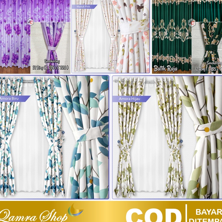 Keren abis Gorden Jendela Pintu Murah Minimalis Tirai Hordeng Korden Motif Terbaru ring 12 Lubang Go